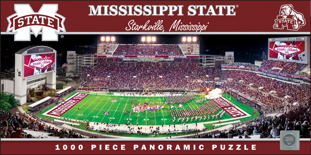 Mississippi State Bulldogs 1000pc Panoramic Puzzle - 50yd line