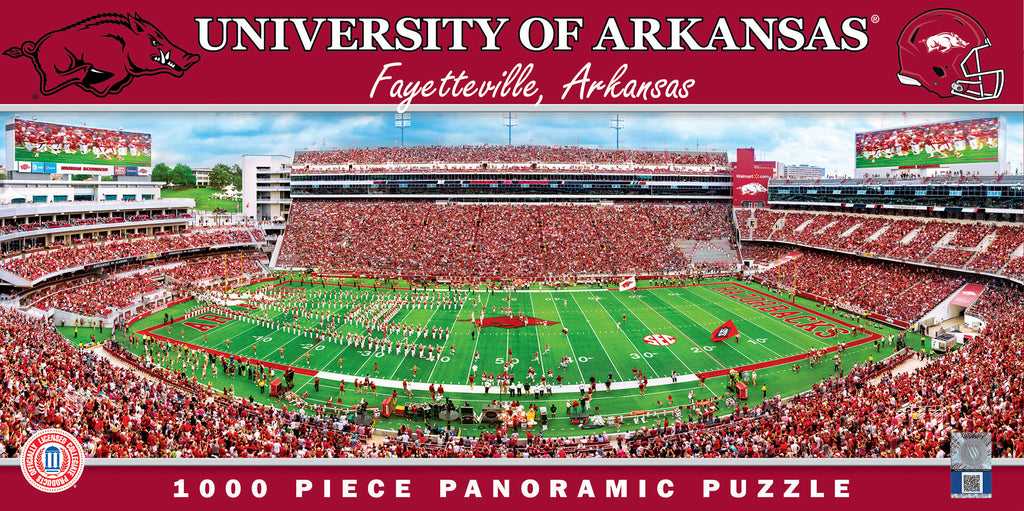 Arkansas Razorbacks 1000pc Panoramic Puzzle - 50yd line