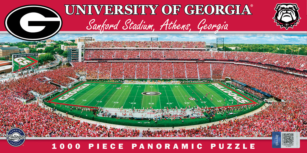 Georgia Bulldogs 1000pc Panoramic Puzzle - 50yd line
