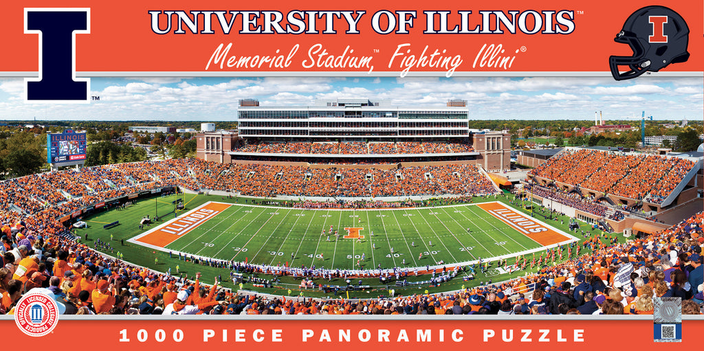 Illinois Fighting Illini 1000pc Panoramic Puzzle - 50yd line