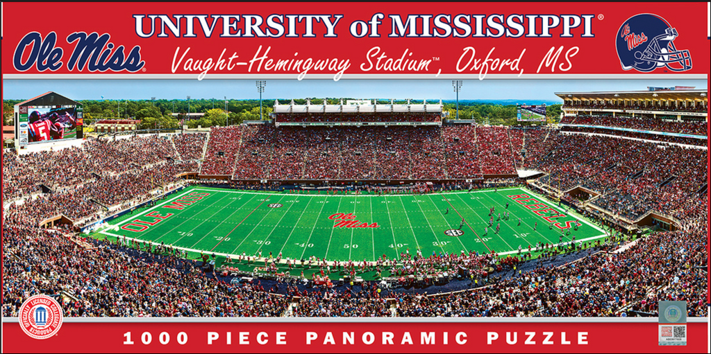 Mississippi (Ole Miss) Rebels 1000pc Panoramic Puzzle - 50yd line
