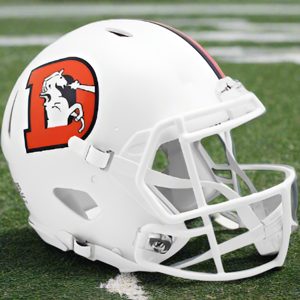 Denver Broncos šāŖ 2023 Alternate Riddell Speed Authentic Full Size Helmet - Snowcapped