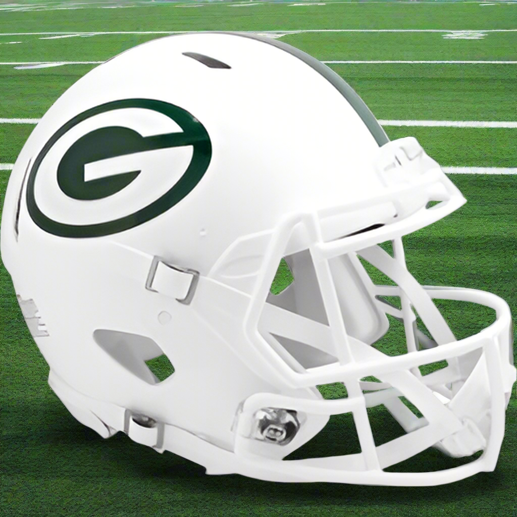 Green Bay Packers ⚪⚪ 2024 Alternate Riddell Speed Authentic Full Size Helmet - Frozen Tundra