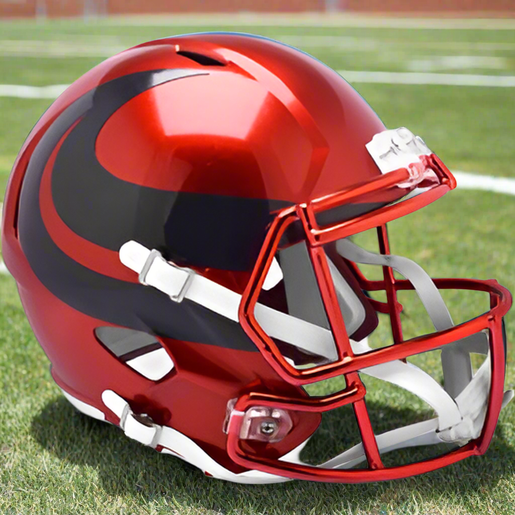 Houston Texans š“š“ 2024 Alternate Riddell Speed Replica Full-Size NFL Helmet - Battle Red Chrome
