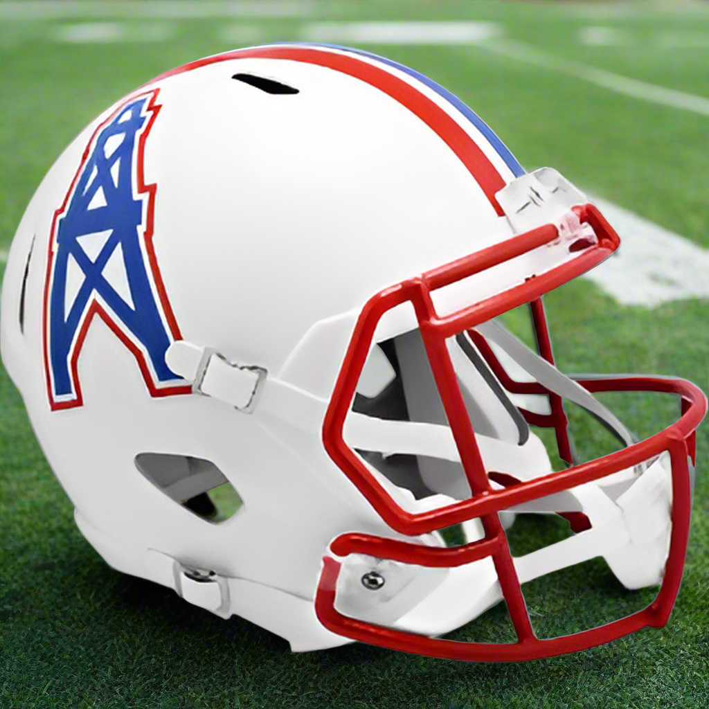 Houston Oilers ⚪🔴 '81–'98 Throwback Riddell Speed Replica Full-Size Helmet – Iconic Derrick logo