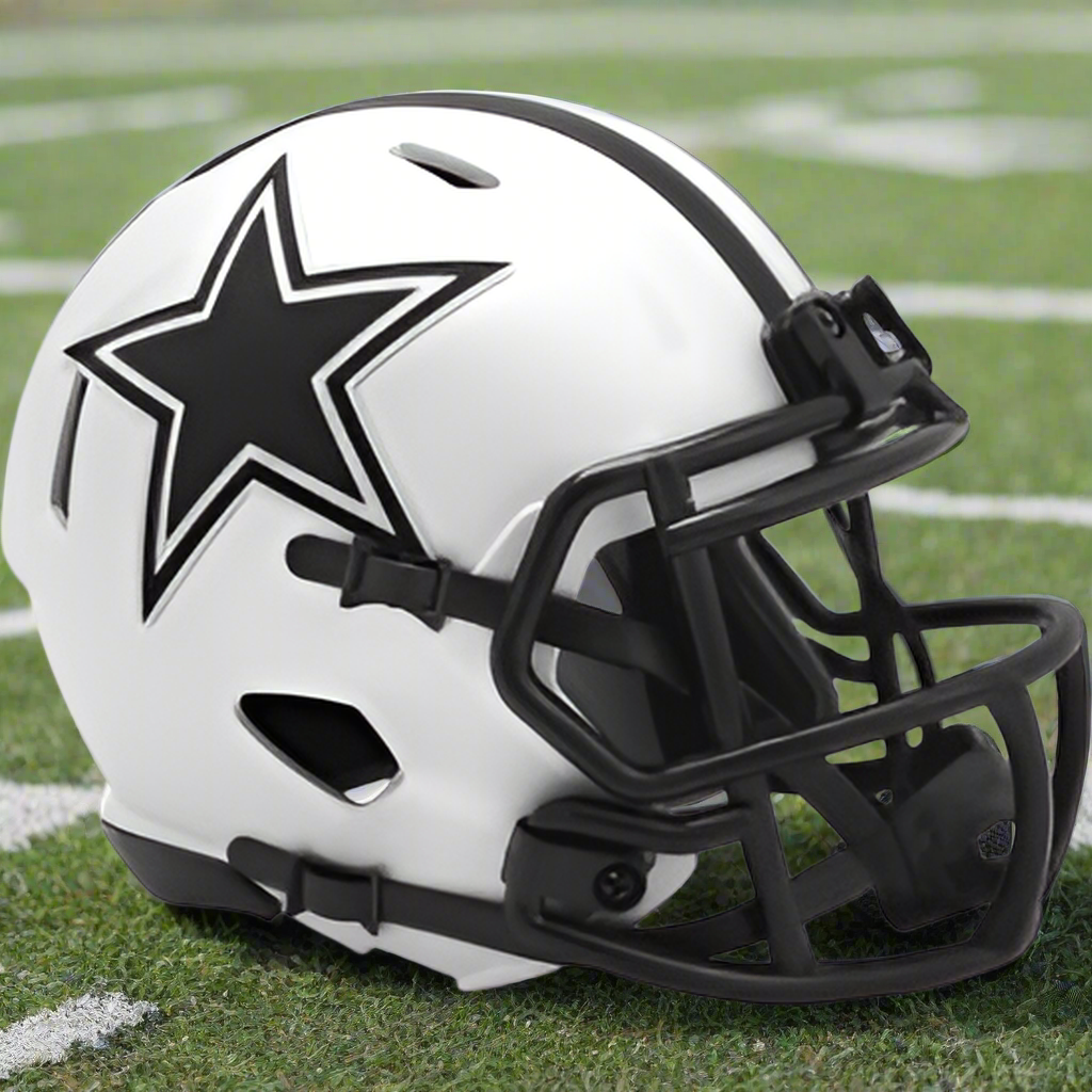 Dallas Cowboys ⭐ RAVE Alternate Riddell Speed Mini Football Helmet – Whiteout Edition