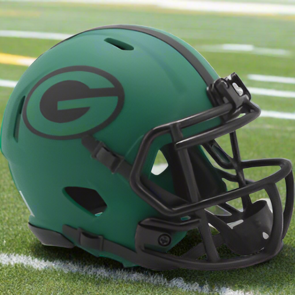 Green Bay Packers 💚 RAVE Alternate Riddell Speed Mini Football Helmet – Stealth Green Edition