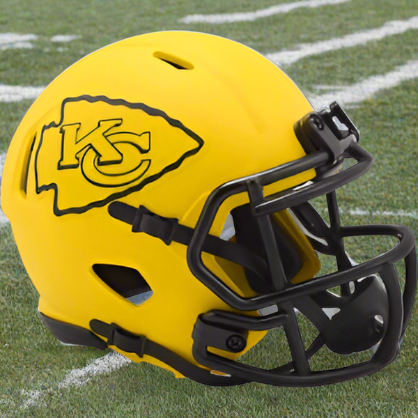 Kansas City Chiefs 🟡 RAVE Alternate Riddell Speed Mini Football Helmet – Matte Yellow & Black Edition