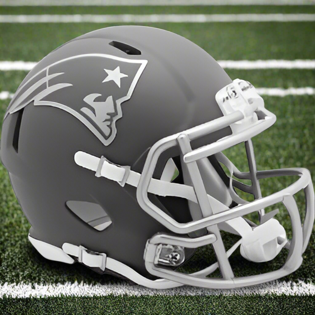 New England Patriots π©Ά SLATE Alternate Riddell Speed Mini Football Helmet β Matte Gray & Silver Edition
