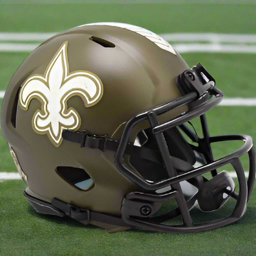 New Orleans Saints 🎖️ Salute to Service Riddell Speed Mini Football Helmet – Military Tribute Edition