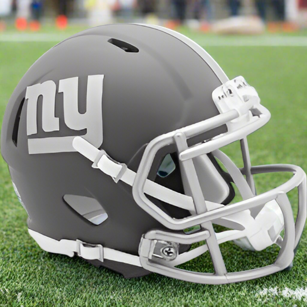 New York Giants ⚙️ SLATE Alternate Riddell Speed Mini Football Helmet – Monochrome Power Edition