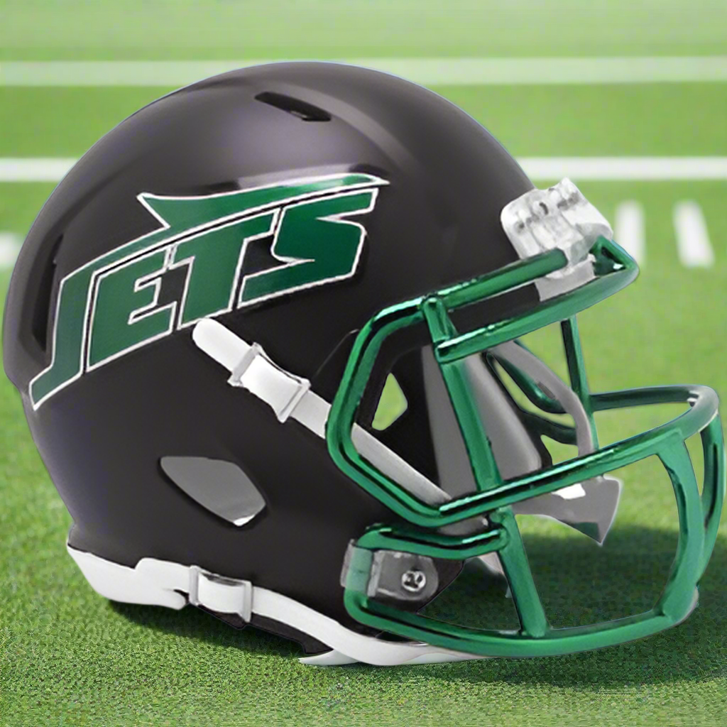 New York Jets π€π’ 2024 Alternate Riddell Speed Mini Football Helmet β Blackout Jet Edition