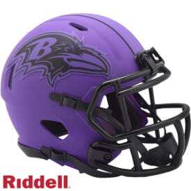 Baltimore Ravens 🟣🐦⬛ RAVE Alternate Riddell Speed Mini Football Helmet – Matte Purple & Black Edition