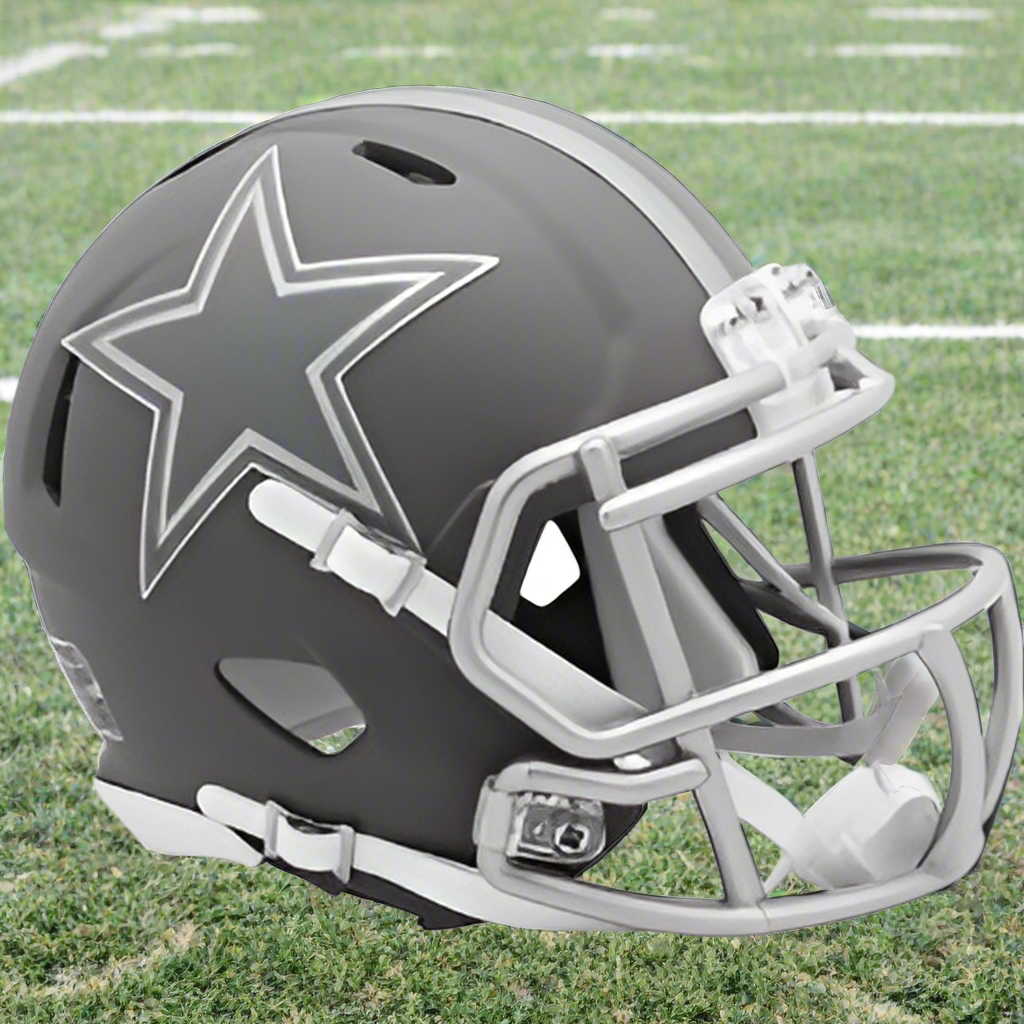 Dallas Cowboys 🩶 SLATE Alternate Riddell Speed Mini Football Helmet – Silver on Gray Edition