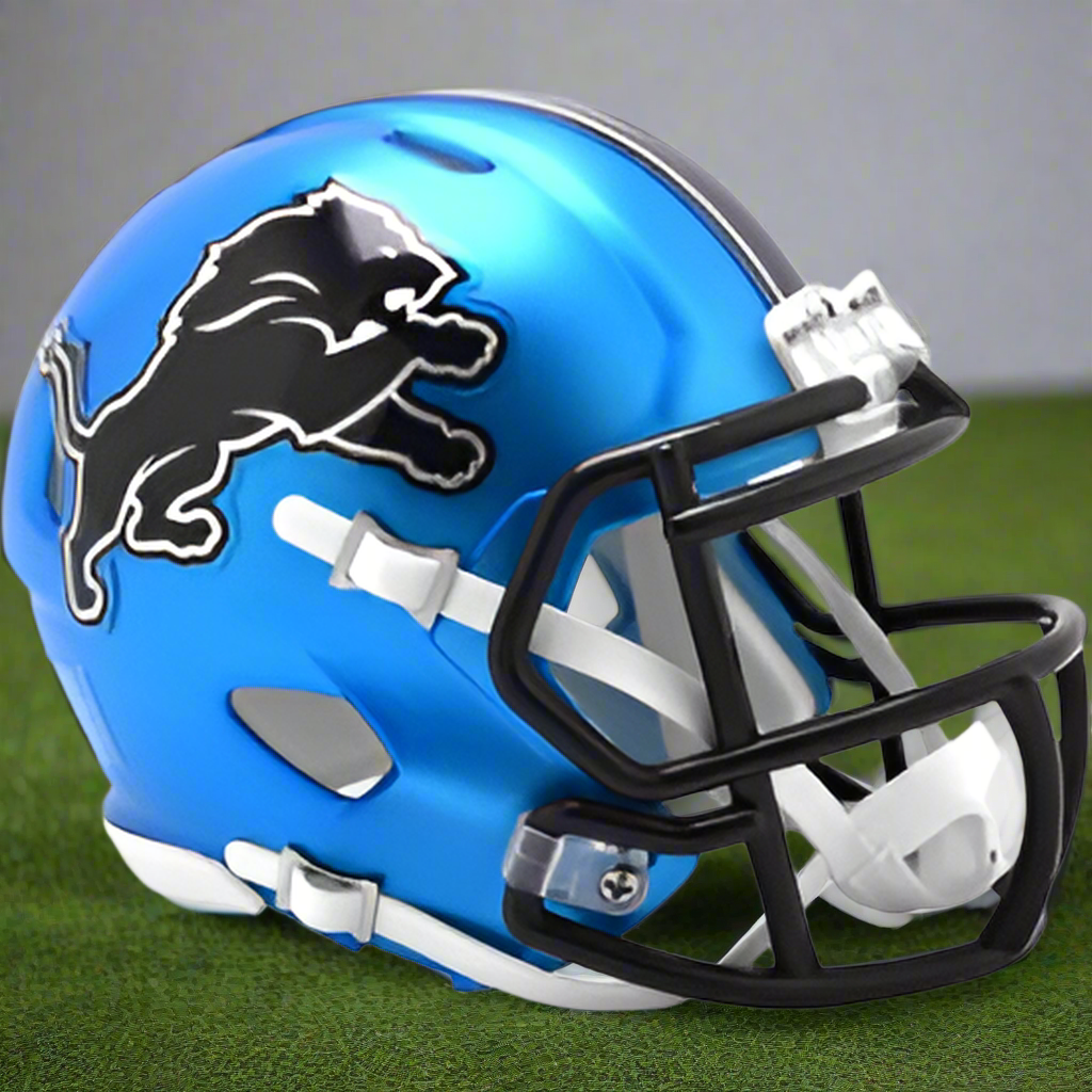 Detroit Lions š¦ 2024 Alternate Riddell Speed Mini Football Helmet ā Honolulu Blue & Black Edition
