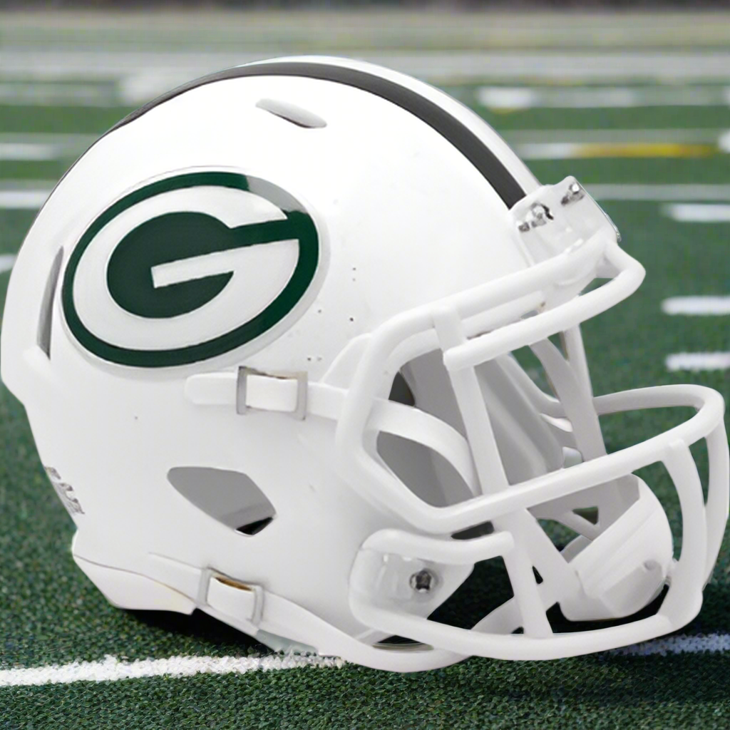 Green Bay Packers 🧀 2024 Alternate Riddell Speed Mini Football Helmet – Ice White Edition