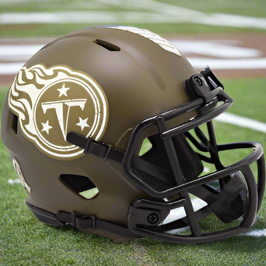 Tennessee Titans 🎖️🪖 Salute to Service Riddell Speed Mini Football Helmet – Olive Green Military Tribute