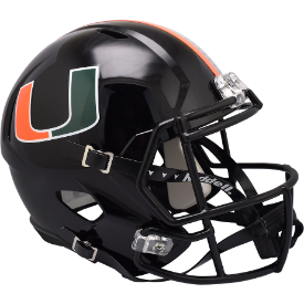 Miami Hurricanes Black Riddell Speed Replica Full Size Football Helmet