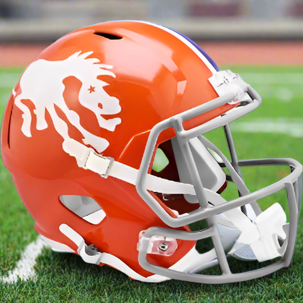 Denver Broncos 🏟️🐎 ’66 Throwback Riddell Speed Replica Full-Size NFL Helmet - Throwback Orange