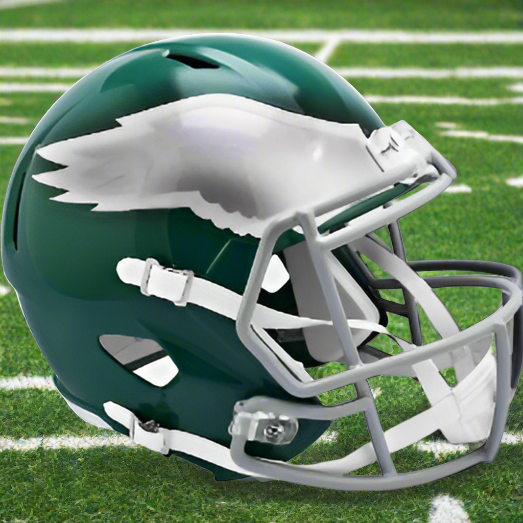 Philadelphia Eagles 🟢⚪ ’74–’95 Throwback Riddell Speed Replica Full-Size NFL Helmet – Kelly Green Classic
