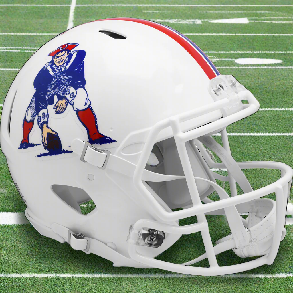 New England Patriots ⚪⚪ ’82–’89 Throwback Riddell Speed Authentic Full Size Helmet - Hiking Patriot