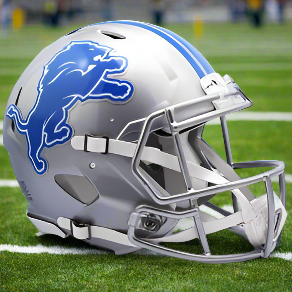 Detroit Lions šļøš¦ '17ā'23 Throwback Riddell Speed Authentic Helmet - Silver & Blue Classic Edition