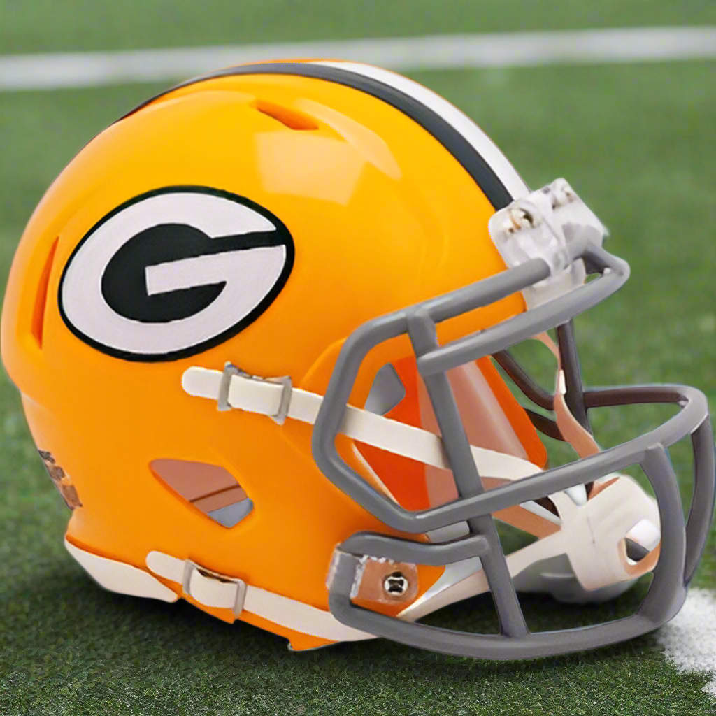 Green Bay Packers 🧀 '61–'79 Throwback Riddell Speed Mini Football Helmet – Lombardi Era Edition