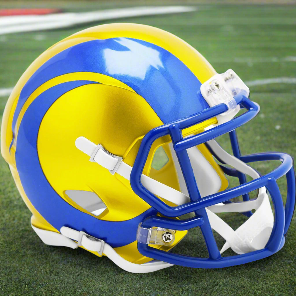 Los Angeles Rams 🐏 FLASH Alternate Riddell Speed Mini Football Helmet – High-Gloss Yellow & Royal Edition