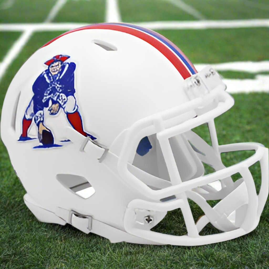 New England Patriots 🔵 '82–'89 Throwback Riddell Speed Mini Football Helmet – Pat Patriot Classic Edition