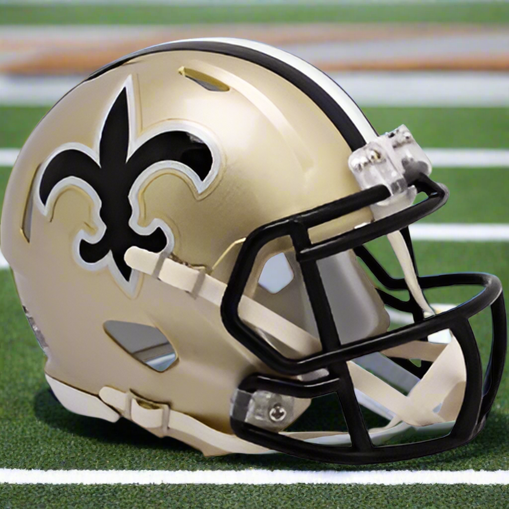New Orleans Saints 🏈 '76–'99 Throwback Riddell Speed Mini Football Helmet – Classic Metallic Gold Edition