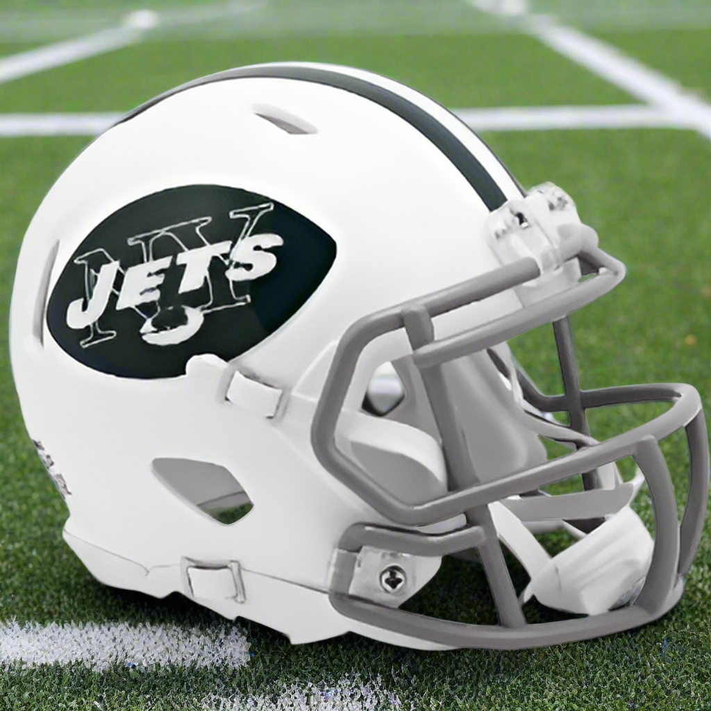 New York Jets š '65ā'77 Throwback Riddell Speed Mini Football Helmet ā Broadway Joe Era Edition