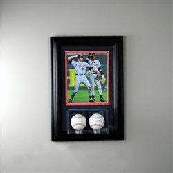 Wall Mounted Double Baseball Display Case with 8 x 10