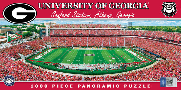 Georgia Bulldogs 1000pc Panoramic Puzzle - 50yd line