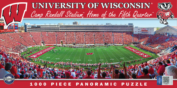 Wisconsin Badgers Football 1000pc Panoramic Puzzle - 50yrd line