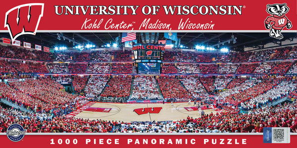 Wisconsin Badgers Basketball 1000pc Panoramic Puzzle - Center Court