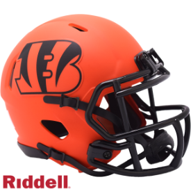 Cincinnati Bengals 🟠🐅 RAVE Alternate Riddell Speed Mini Football Helmet – Matte Orange & Black Edition