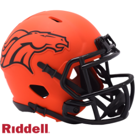 Denver Broncos 🟠🐎 RAVE Alternate Riddell Speed Mini Football Helmet – Matte Orange & Black Edition
