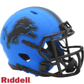 Detroit Lions 🔵🦁 RAVE Alternate Riddell Speed Mini Football Helmet – Matte Royal Blue & Black Edition