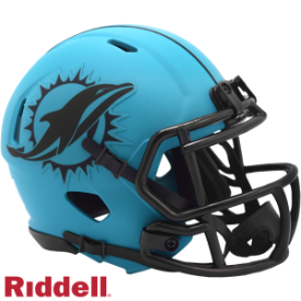 Miami Dolphins 🐬 RAVE Alternate Riddell Speed Mini Football Helmet – Matte Aqua & Black Edition