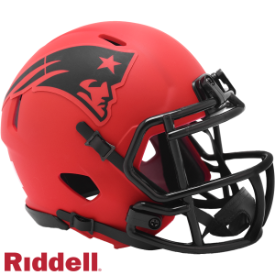 New England Patriots 🔴 RAVE Alternate Riddell Speed Mini Football Helmet – Matte Scarlet & Black Edition