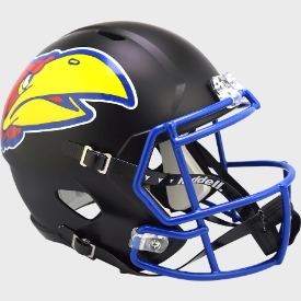 thumbnail image 2 of Kansas Jayhawks NCAA Riddell SPEED Authentic Mini Football Helmet – 6" Display Size 2 of 5