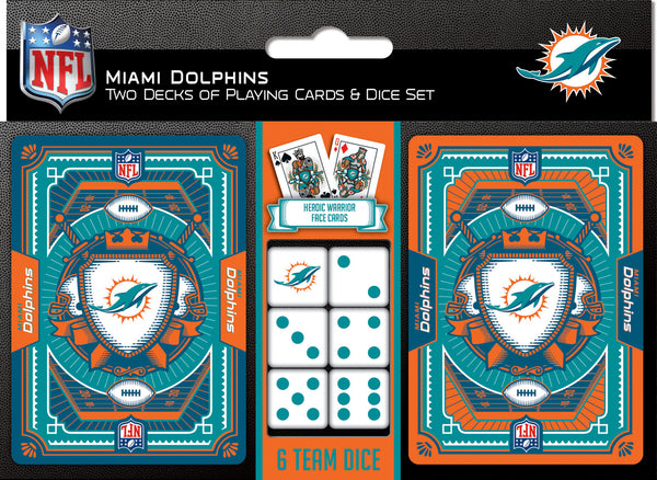 Miami Dolphins - 2-Pack Playing Cards & Dice Set