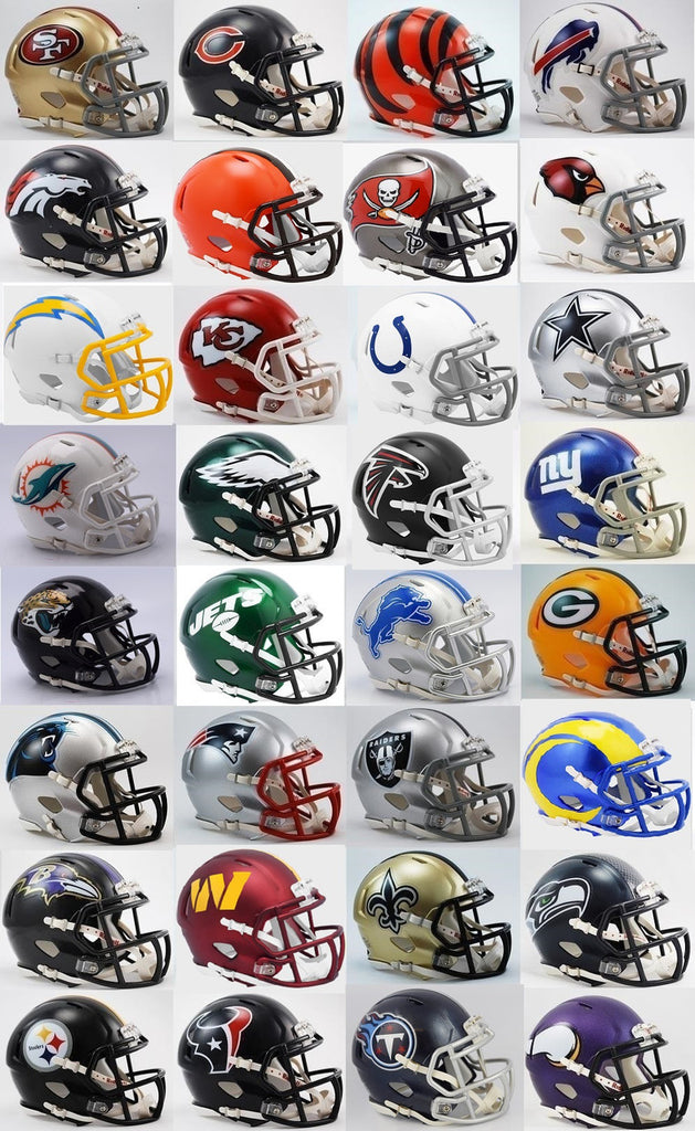 A NFL Riddell Speed Mini Football Helmet - Set of 32