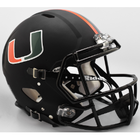 Miami Hurricanes Nights Alt Riddell Speed Authentic Full Size Football Helmet