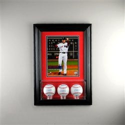 Wall Mounted Triple Baseball Display Case with 8 x 10