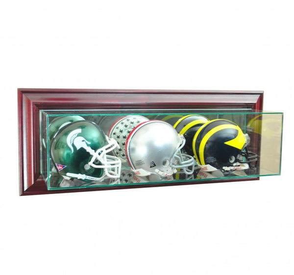 Wall Mounted Triple Mini Football Helmets Display Case